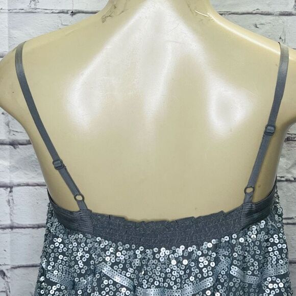 BCBGMaxazria Womens Light Charcoal Silk Sequined Woven Cami Top Size Small NWT - Picture 3 of 7